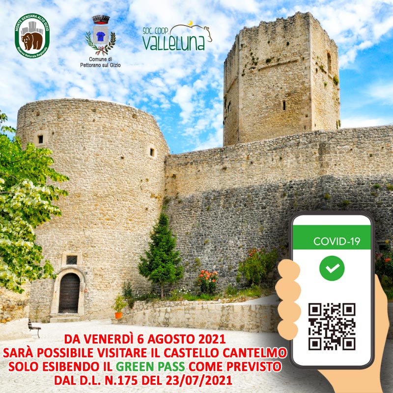 Da venerdì 6 agosto 2021 sarà possibile visitare il Castello Cantelmo solo esibendo il Green Pass come previsto dal D.L. n.175 del 23/07/2021
