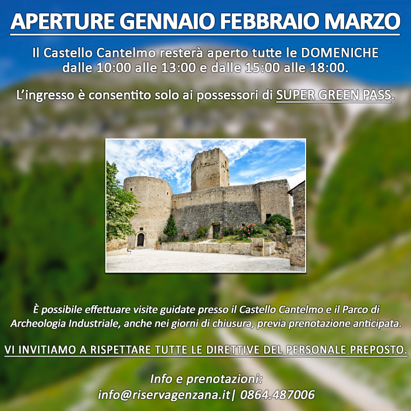 Aperture Castello Cantelmo Gennaio Febbraio Marzo 2022