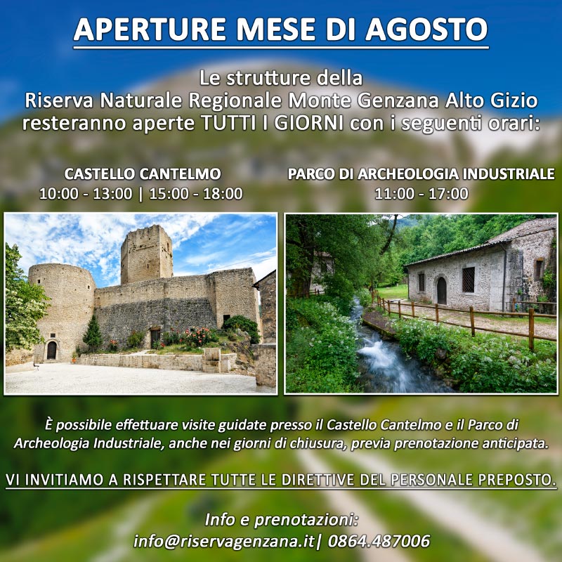 Aperture Castello Cantelmo e Parco Archeologico Industriale agosto 2023