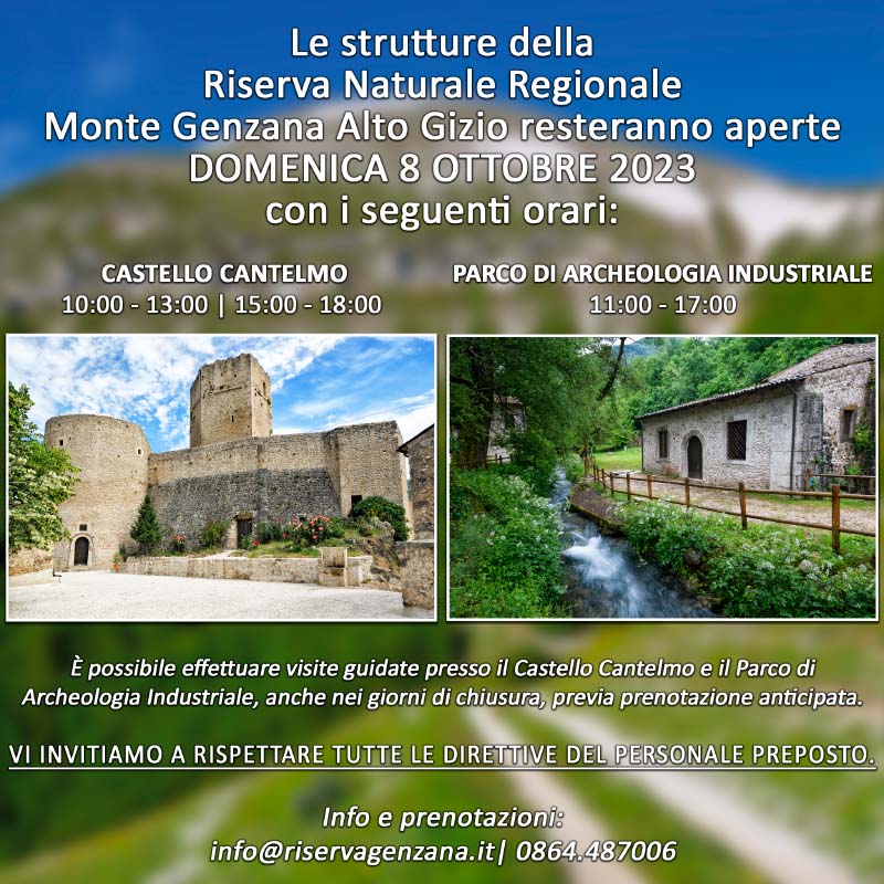Aperture Castello Cantelmo e Parco di Archeologia domenica 8 ottobre 2023